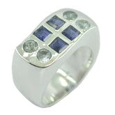 Multi Stone octa Spanish 925 Silver multicolor Gems Chunky Cocktail Ring Jewelry