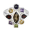 Multi Stone navratna Moroccan Silver multicolor Gemstones Eye catching Cocktail Ring Jewelry