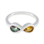 Multi Stone Toi et Moi Turkish Silver multicolor Gemstone Dainty Artisan Ring Jewellery