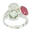Multi Stone Trilogy Russian Silver multicolor Gemstones Mid weight Cocktail Ring Jewelry