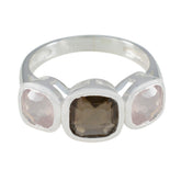 Multi Stone Trilogy German 92.5 Silver multicolor Gemstones Slim Modern Ring Jewellery