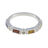 Multi Stone quarter American Silver multicolor Gemstone Dainty Trendy Band Jewelry