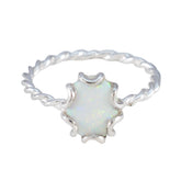 Created Opal Solitaire American 925 Silver White Gems Delicate Twist Ring Jewellery