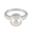 Pearl Solitaire German Silver White Gemstones Classic Luxurious Ring Jewellery