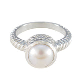 Pearl Solitaire German Silver White Gemstones Classic Luxurious Ring Jewellery