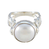 Pearl Solitaire Egyptian Sterling Silver White Gems Versatile Contemporary Ring Jewellery