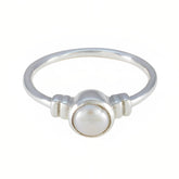 Pearl Solitaire American Sterling Silver White Gemstone Dainty Sophisticated Ring Jewelry
