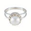 Pearl Solitaire Russian 925 Sterling Silver White Gemstone Minimal Fairytale Ring Jewelry