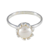 Pearl Solitaire American Sterling Silver White Gemstones Whisper thin Romantic Ring Jewellery