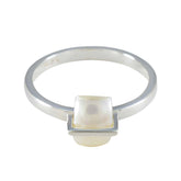 Pearl Solitaire Japanese Sterling Silver White Gems Dainty Boho Ring Jewelry