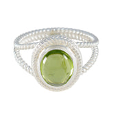Peridot Solitaire Latin American Silver Green Gemstone Classic Rope Wire Ring Jewelry