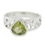 Peridot Solitaire French 92.5 Silver Green Gemstone Eye catching Engagement Ring Jewelry
