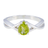 Peridot Solitaire Japanese 925 Sterling Silver Green Gemstone Whisper thin Feminine Ring Jewelry