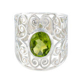 Peridot Solitaire Italian Silver Green Gemstone Versatile Filigree Ring Jewellery