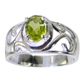 Peridot Solitaire Mexican 92.5 Silver Green Gemstone Minimal Filigree Ring Jewelry