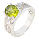 Peridot Solitaire Russian 92.5 Silver Green Gemstone Slim Traditional Ring Jewellery