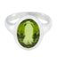 Peridot Solitaire French 925 Sterling Silver Green Gems Minimal Abstract Ring Jewelry