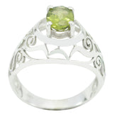 Peridot Solitaire Mexican 92.5 Silver Green Gemstone Whisper thin Filigree Ring Jewellery