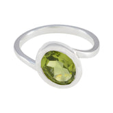 Peridot Solitaire Turkish Sterling Silver Green Gemstones Dainty Abstract Ring Jewelry