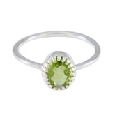Peridot Solitaire Korean 925 Sterling Silver Green Gemstone Delicate Luxurious Ring Jewelry