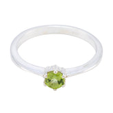 Peridot Solitaire Korean 92.5 Silver Green Gems Elegant Luxurious Ring Jewelry