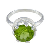 Peridot Solitaire Russian 925 Silver Green Gemstone Mid weight Feminine Ring Jewellery