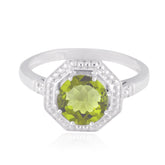 Peridot Solitaire Korean Sterling Silver Green Gemstones Whisper thin Glamorous Ring Jewelry