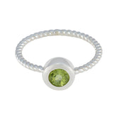 Peridot Solitaire American 92.5 Silver Green Gemstone Delicate Sophisticated Ring Jewelry