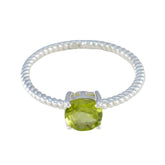 Peridot Solitaire Japanese 925 Silver Green Gems Delicate Twist Ring Jewelry