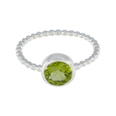 Peridot Solitaire Korean 925 Silver Green Gems Delicate Twist Ring Jewelry