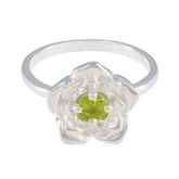Peridot Solitaire German 925 Silver Green Gems Tiny Floral Ring Jewelry