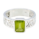 Peridot Solitaire Russian Silver Green Gemstones Eye catching Art Deco Band Jewelry