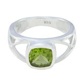 Peridot Solitaire Indian 92.5 Silver Green Gems Tiny Feminine Ring Jewellery