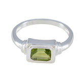 Peridot Solitaire Korean 92.5 Silver Green Gems Whisper thin Boho Ring Jewellery
