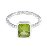 Peridot Solitaire Indian 92.5 Silver Green Gemstones Featherlight Trendy Ring Jewelry
