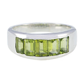 Peridot Penta Indian Silver Green Gemstones Mid weight Trendy Ring Jewelry