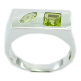 Peridot Toi et Moi Egyptian 925 Sterling Silver Green Gemstones Tiny Trendy Ring Jewelry