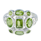 Peridot Navratna African 925 Silver Green Gems Classic Signet Ring Jewellery