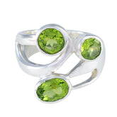 Peridot Trilogy German 92.5 Silver Green Gemstone Classic Boho Ring Jewellery