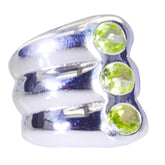 Peridot Trilogy German 92.5 Silver Green Gemstone Statement Retro Ring Jewelry