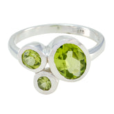 Peridot Trilogy American Sterling Silver Green Gemstones Dainty Boho Ring Jewelry