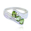 Peridot Trilogy French 925 Silver Green Gemstones Tiny Artisan Ring Jewelry