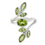 Peridot Hepta Moroccan Sterling Silver Green Gemstones Classic Leafy Ring Jewellery