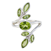 Peridot Hepta Moroccan Sterling Silver Green Gemstones Classic Leafy Ring Jewellery