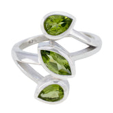 Peridot Trilogy Egyptian 92.5 Silver Green Gems Mid weight Signet Ring Jewelry