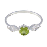 Peridot Trilogy Korean Silver Green Gemstone Elegant Modern Ring Jewellery