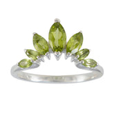 Peridot Hepta Turkish 925 Sterling Silver Green Gemstones Dainty crown Ring Jewellery