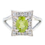 Peridot Halo Korean Sterling Silver Green Gemstone Whisper thin Sophisticated Ring Jewelry