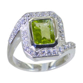 Peridot Halo French Silver Green Gemstone Eye catching Contemporary Ring Jewelry