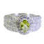 Peridot Halo French 925 Sterling Silver Green Gems Eye catching Trendy Ring Jewelry